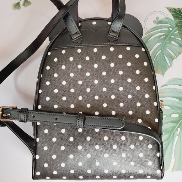 MAKE AN OFFER Disney X Kate Spade Small  Leather Minnie Mouse Backpack Polka Dot - Picture 5 of 7